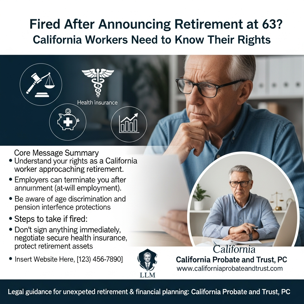 Fired After Announcing Retirement at 63? California Workers Need to Know Their Rights 1 Fired After Announcing Retirement at 63? California Workers Need to Know Their Rights