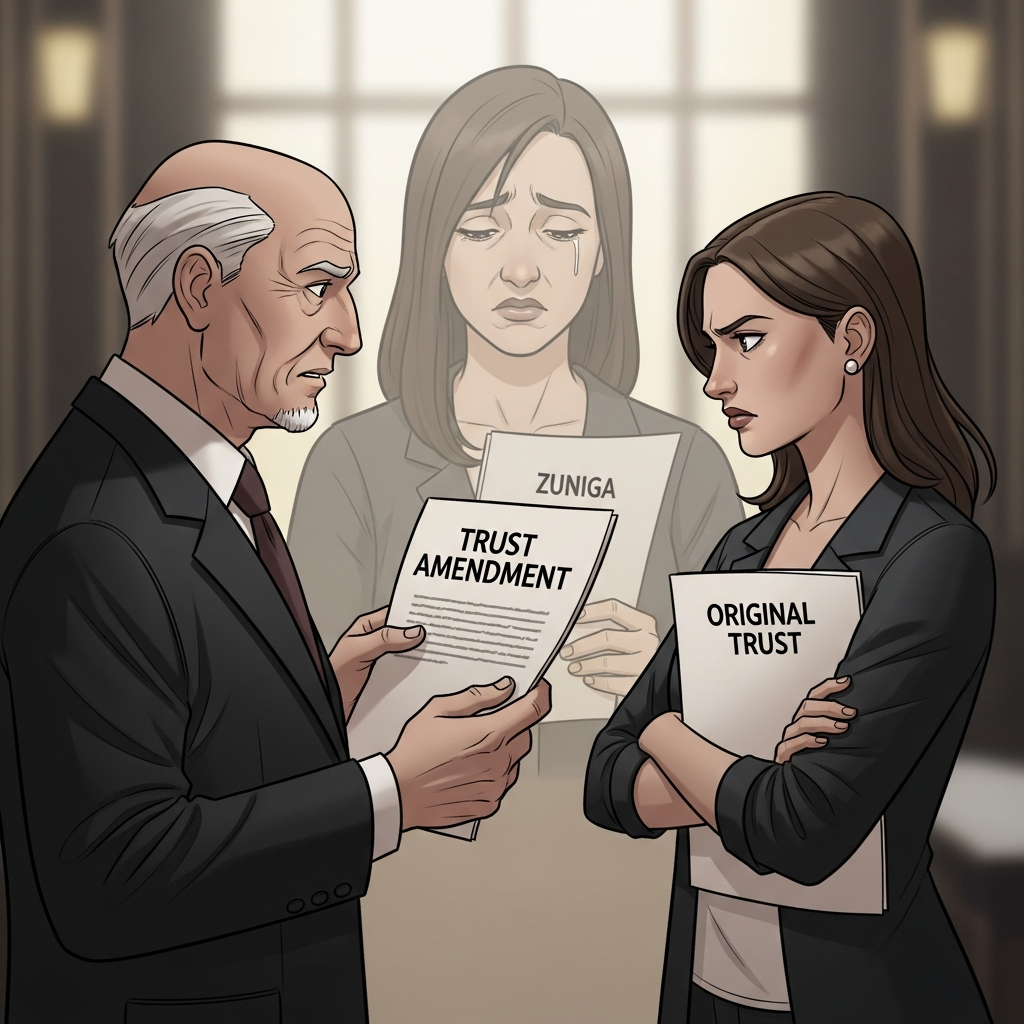 Diaz v. Zuniga: Trust Amendment Rules in California and Why Following the Trust’s Method Matters - California Legal Guide | CPT Law 1 Diaz v. Zuniga: Trust Amendment Rules in California and Why Following the Trust’s Method Matters - C