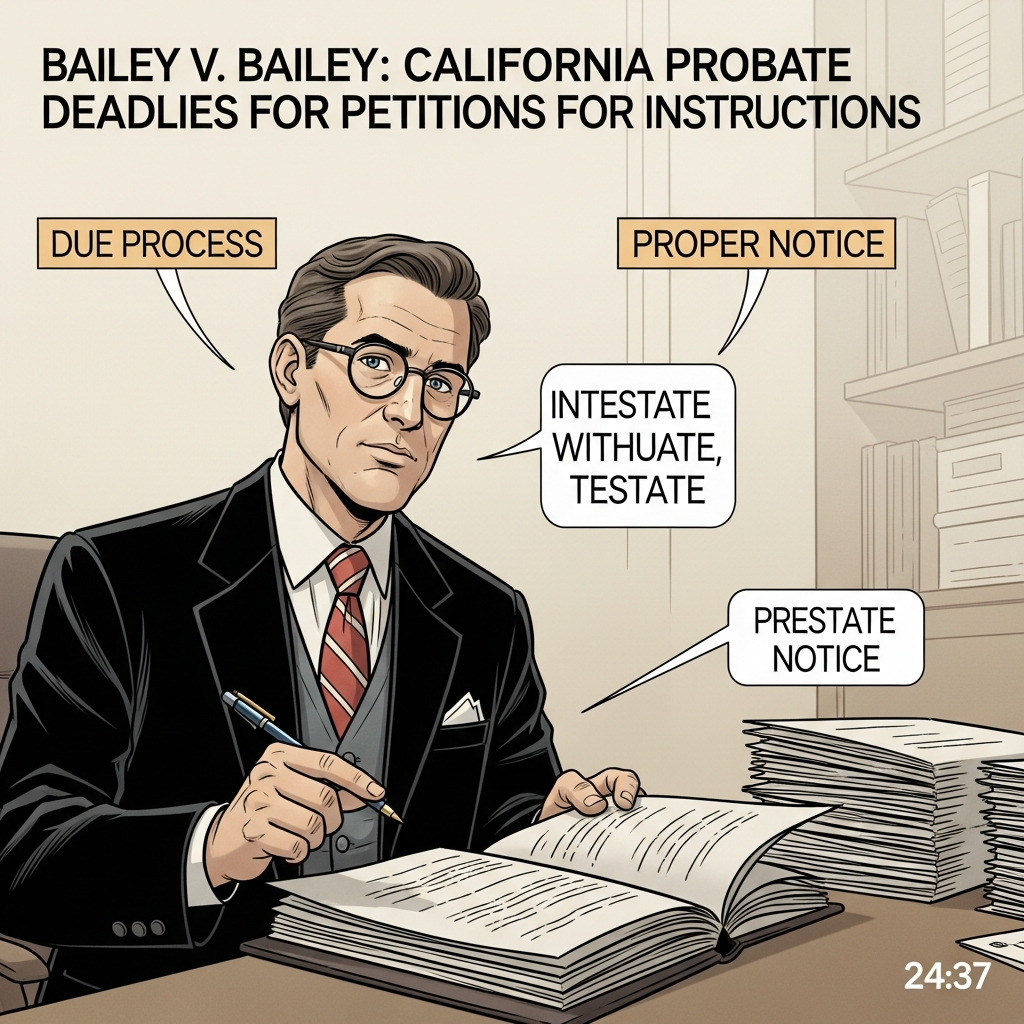 Bailey v. Bailey: California Probate Deadlines for Petitions for Instructions (Probate Code 8486) - California Legal Guide | CPT Law 1 Bailey v. Bailey: California Probate Deadlines for Petitions for Instructions (Probate Code 8486) -