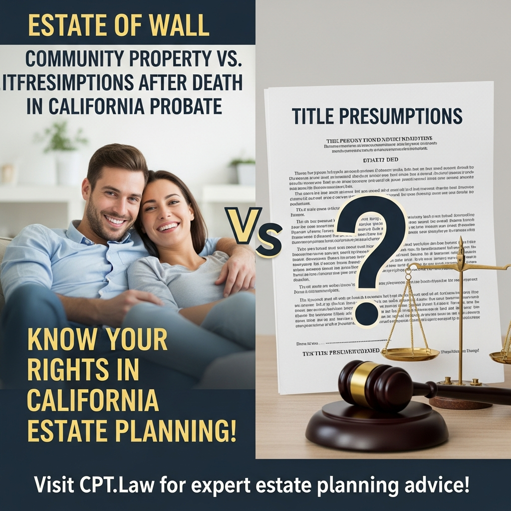 Estate of Wall: Community Property vs. Title Presumptions After Death in California Probate - California Legal Guide | CPT Law 1 Estate of Wall: Community Property vs. Title Presumptions After Death in California Probate - Califo