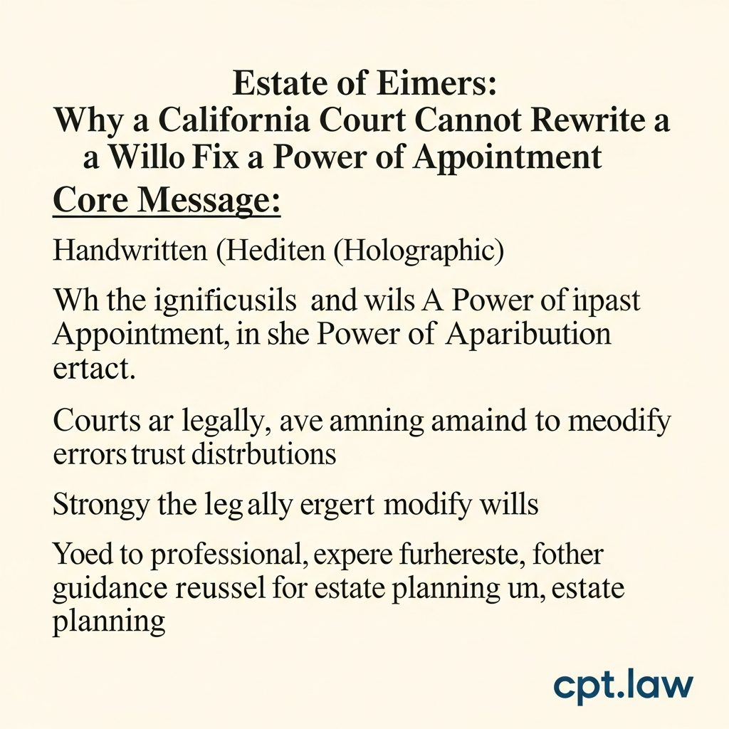 News 1 Estate of Eimers: Why a California Court Cannot Rewrite a Will to Fix a Power of Appointment - Calif