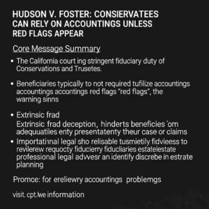 Knowledge Base 12 Hudson v. Foster: Conservatees Usually Can Rely on Accountings Unless Red Flags Appear (California)