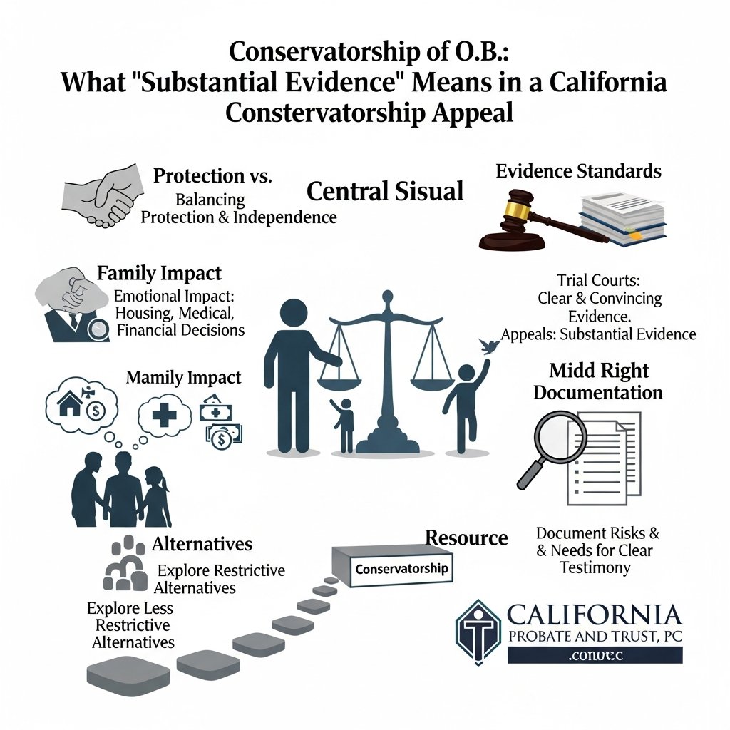 Conservatorship of O.B.: What “Substantial Evidence” Means in a California Conservatorship Appeal - California Legal Guide | CPT Law 1 Conservatorship of O.B.: What “Substantial Evidence” Means in a California Conservatorship Appeal -