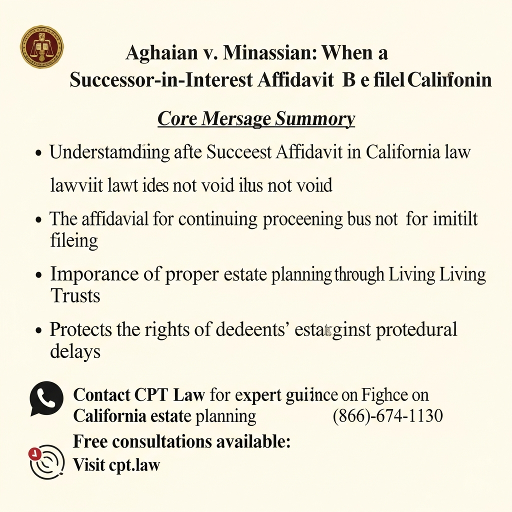 Aghaian v. Minassian: When a Successor-in-Interest Affidavit Can Be Filed in California - California Legal Guide | CPT Law 1 Aghaian v. Minassian: When a Successor-in-Interest Affidavit Can Be Filed in California - California