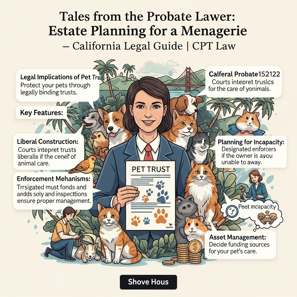 Tales from the Probate Lawyer: Estate Planning for a Menagerie - California Legal Guide | CPT Law 1 Tales from the Probate Lawyer: Estate Planning for a Menagerie - California Legal Guide | CPT Law